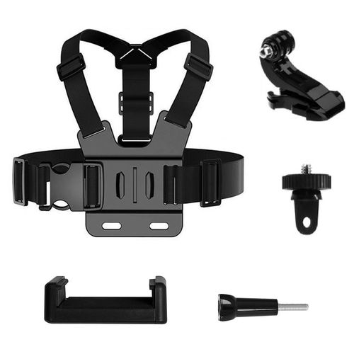 GoPro Chest Strap set of accessories 5in1 for GoPro, DJI, Insta360, SJCam, Eken sports cameras (GoPro 5 in 1 chest strap), Hurtel 5907769360978 5907769360978