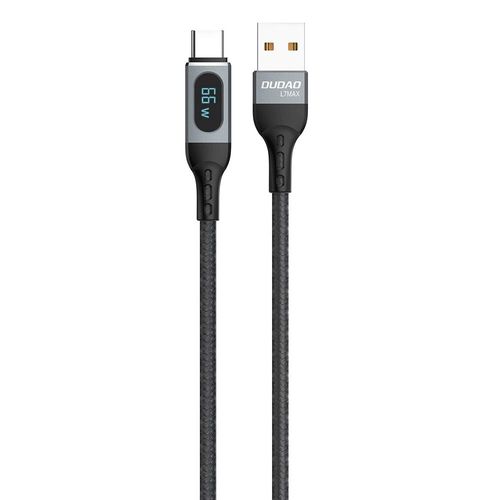 Dudao L7Max USB Cable - USB Type C Fast Charging PD 66W 1m with Display - Black, Dudao 6973687243678 6973687243678