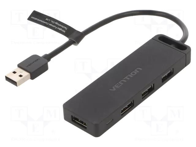 Hub USB; USB A socket x4,USB A plug; USB 2.0; PnP; black; 480Mbps VENTION CHMBB