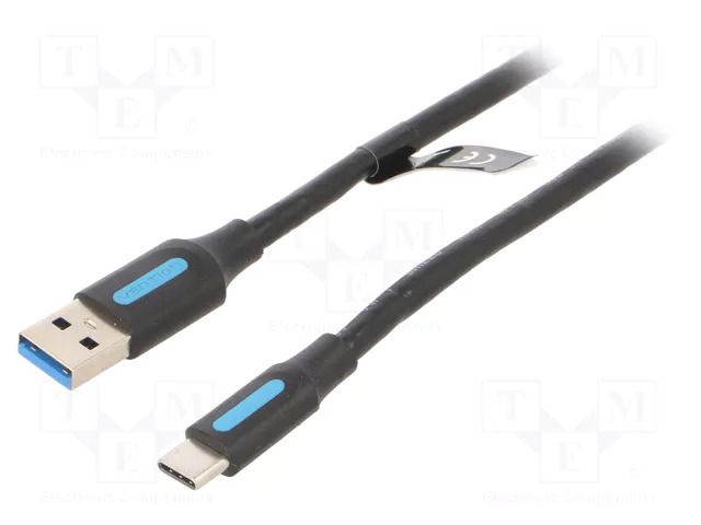 Cable; USB 3.0; USB A plug,USB C plug; nickel plated; 0.25m; PVC VENTION COZBC