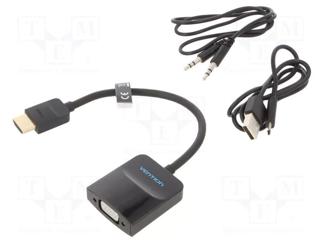 Converter; HDMI 1.4; Full HD 1080p; 0.15m; black VENTION 42161