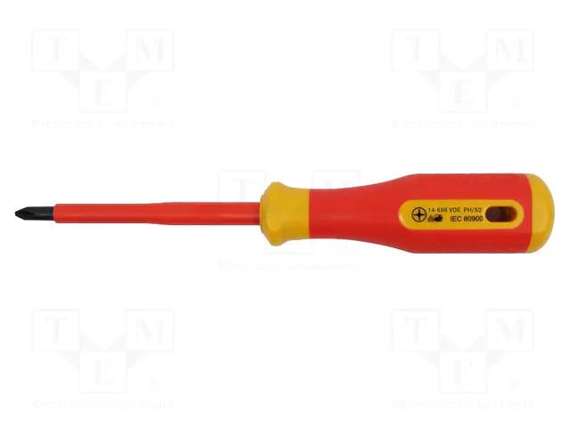 Screwdriver; insulated,slim; PlusMinus PH-type; SL/PH2 BERNSTEIN BRN-14-686-VDE