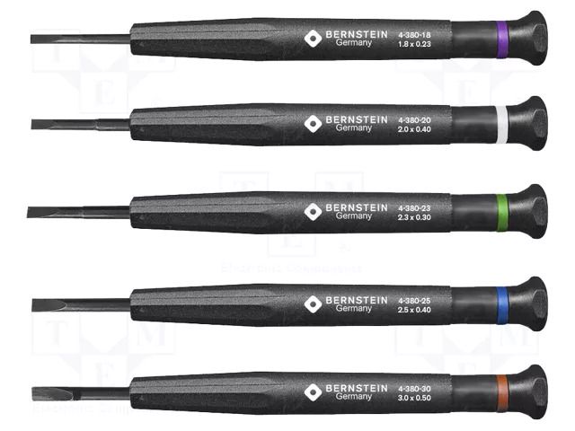 Kit: screwdrivers; precision; slot; 5pcs. BERNSTEIN BRN-4-380-G