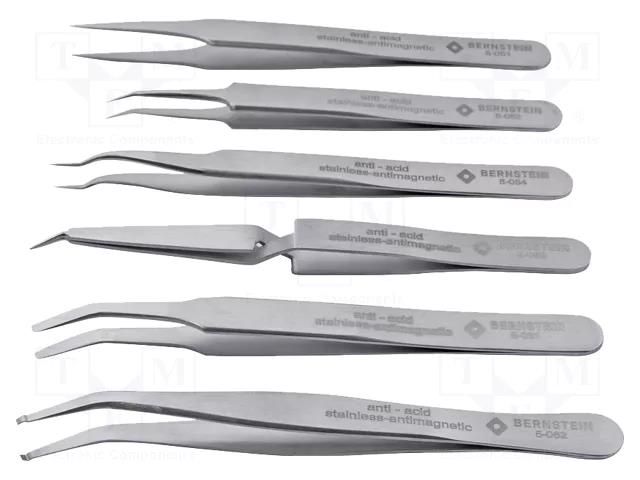 Tweezers-set; for precision works; 6pcs. BERNSTEIN BRN-5-050-ES