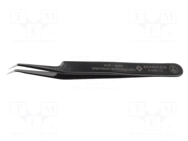 Tweezers; Blade tip shape: sharp; Tweezers len: 115mm; ESD BERNSTEIN BRN-5-069-13