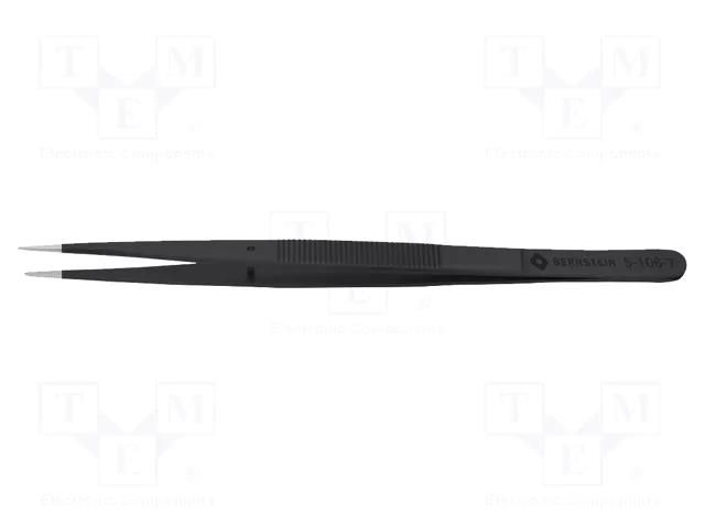 Tweezers; tips serrated; Blade tip shape: flat; ESD BERNSTEIN BRN-5-106-7-13