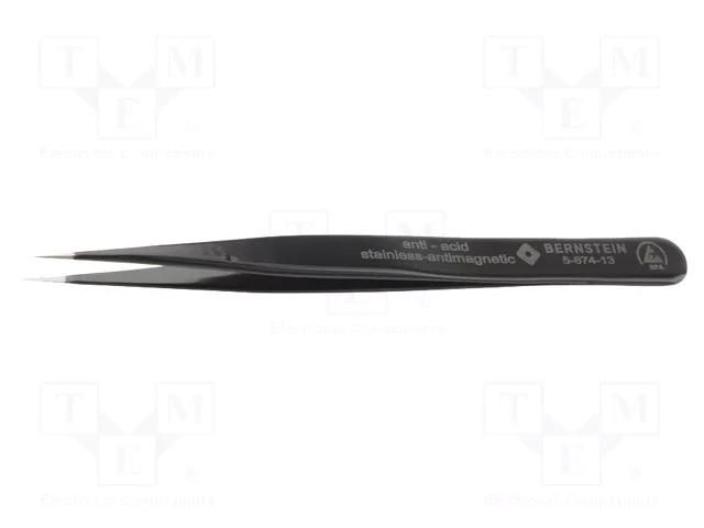 Tweezers; Blade tip shape: sharp; Tweezers len: 120mm; ESD BERNSTEIN BRN-5-874-13