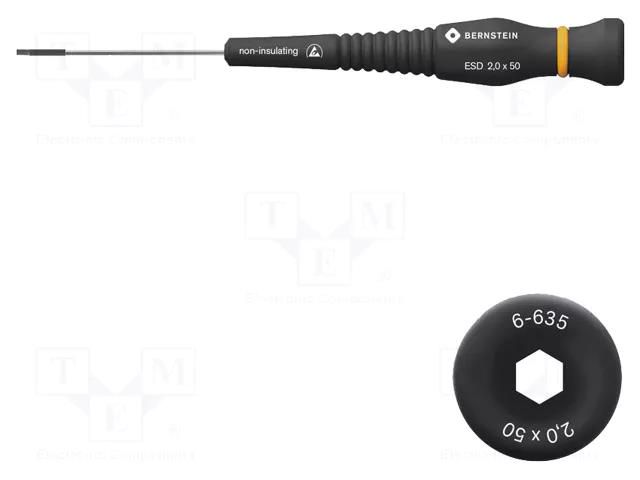 Screwdriver; precision; hex key; HEX 2mm; ESD; Blade length: 50mm BERNSTEIN BRN-6-635