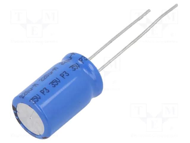 Capacitor: electrolytic; THT; 220uF; 35VDC; Ø10x16mm; Pitch: 5mm VISHAY MAL213630221E3