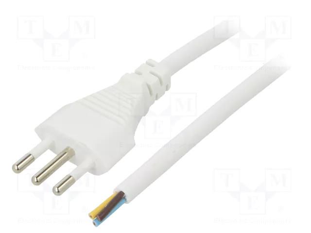 Cable; 3x0.75mm2; CEI 23-50 (L) plug,wires; PVC; 1.8m; white; 10A LIAN DUNG S26-3/07/1.8WH