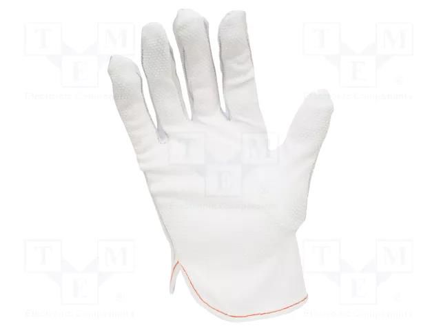 Protective gloves; ESD; L; polyester,PVC,carbon fiber; white ANTISTAT ATS-509-0003