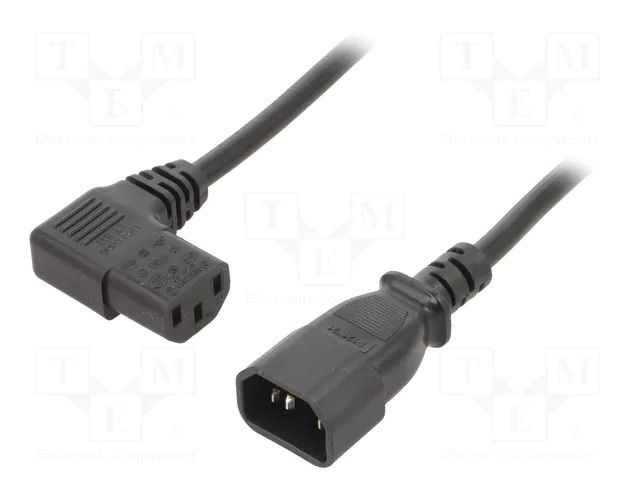 Cable; 3x1mm2; IEC C13 female angled right,IEC C14 male; PVC LIAN DUNG WN114-3/10/1.8BK