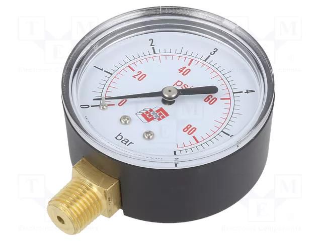 Manometer; 0÷6bar; non-aggressive liquids,inert gases; 63mm PNEUMAT M63R.PL006G14