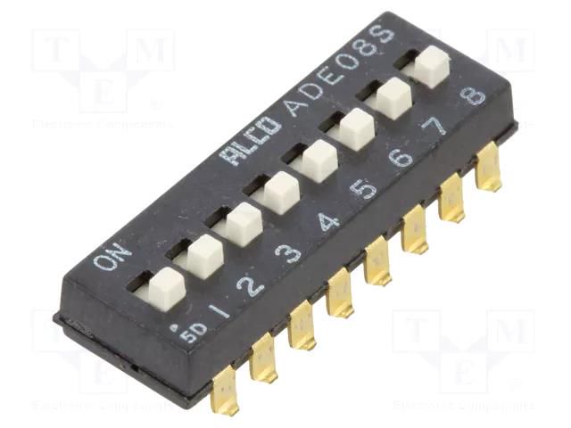 Switch: DIP-SWITCH; Poles number: 8; ON-OFF; -0.025A/24VDC; Pos: 2 TE Connectivity 1-1825058-9