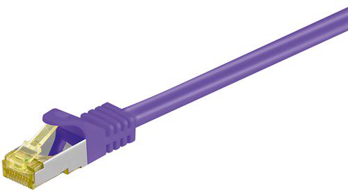 RJ45 Patch Cord CAT 6A S/FTP (PiMF), 500 MHz, with CAT 7 Raw Cable, violet, 0.5 m - LSZH halogen-free cable sheat, RJ45 plug (CAT6A), CU 91582