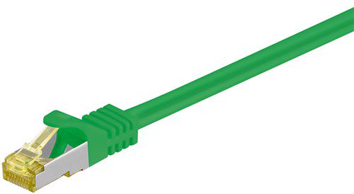 RJ45 Patch Cord CAT 6A S/FTP (PiMF), 500 MHz, with CAT 7 Raw Cable, green, 7.5 m - LSZH halogen-free cable sheat, RJ45 plug (CAT6A), CU 91631