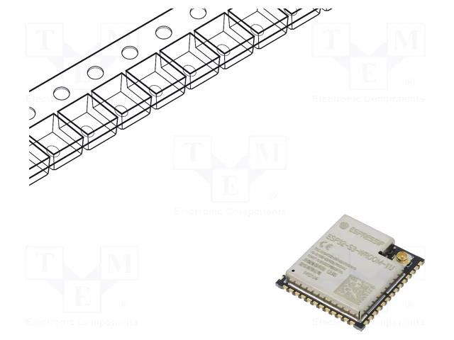 Module: IoT; Bluetooth Low Energy,WiFi; external; SMD; Cores: 2 ESPRESSIF ESP32S3-WRM1U-4