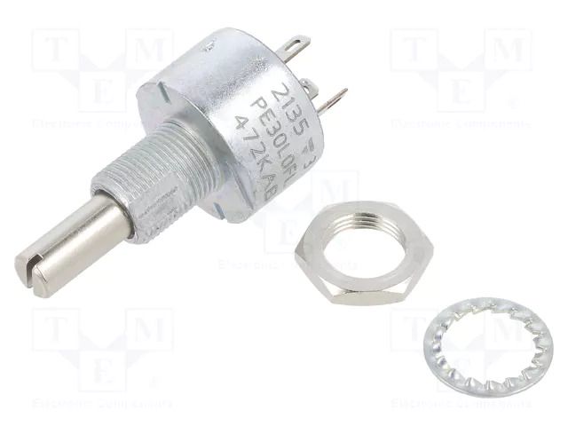 Potentiometer: shaft; single turn; 4.7kΩ; 3W; ±10%; 6mm; linear VISHAY PE30L0FL472KAB