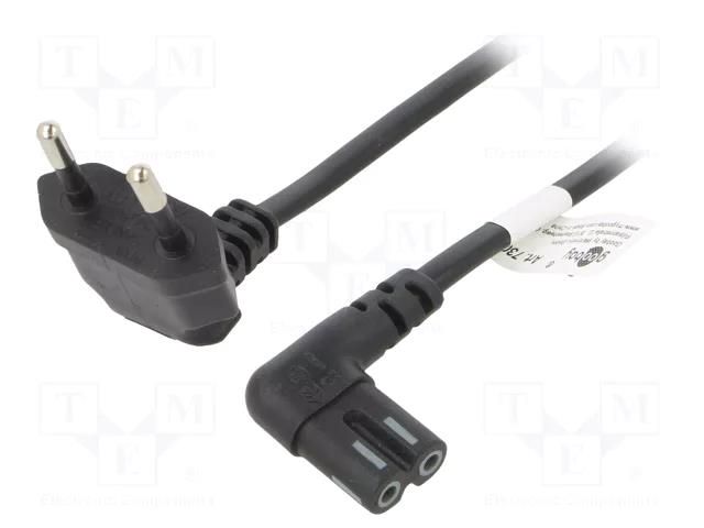 Cable; CEE 7/16 (C) plug angled,IEC C7 female angled; PVC; 1.5m Goobay SN16-02/07/015B