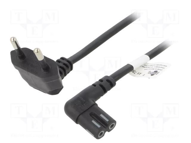 Cable; CEE 7/16 (C) plug angled,IEC C7 female angled; PVC; 3m Goobay SN16-02/07/030B