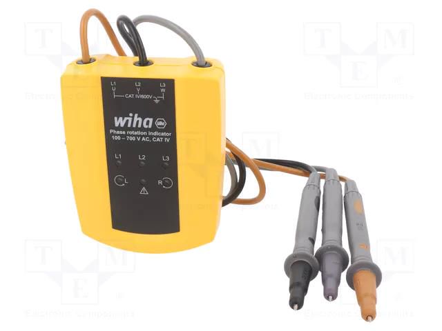 Tester: phase sequence; Equipment: test leads ( 3pcs.) WIHA WIHA.45221