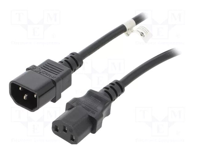 Cable; 3x1mm2; IEC C13 female,IEC C14 male; PVC; 5m; black; 10A GOOBAY WN112-3/10/5BK