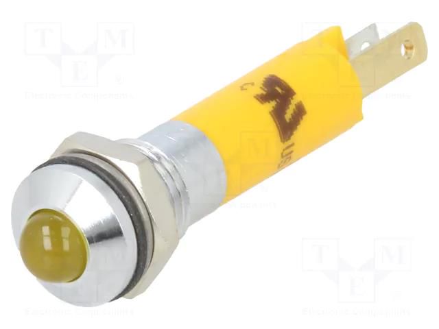 Indicator: LED; prominent; yellow; 24VDC; Ø8mm; IP67; metal,plastic CML INNOVATIVE TECHNOLOGIES 19040352