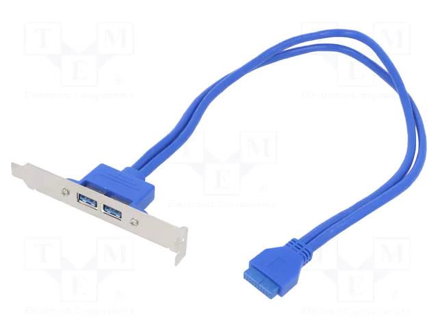 Adapter; IDE 20pin female,USB A socket x2; 0.4m; USB 3.0 AKYGA AK-CA-47