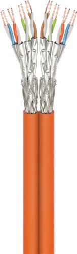 CAT 7A Duplex Network Cable, S/FTP (PiMF), orange, 500 m - (CU) AWG 23/1 (solid), (LSZH) halogen-free cable sheath 91892