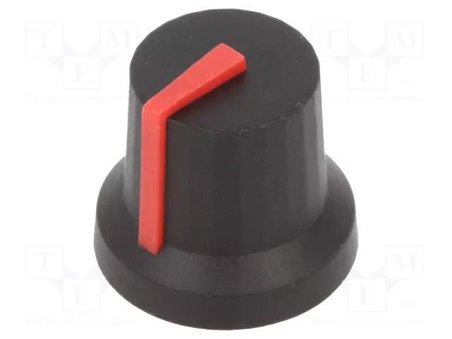 Knob; with pointer; rubber,plastic; Øshaft: 6mm; Ø16.8x14.5mm CLIFF K87MBR-B6DRED