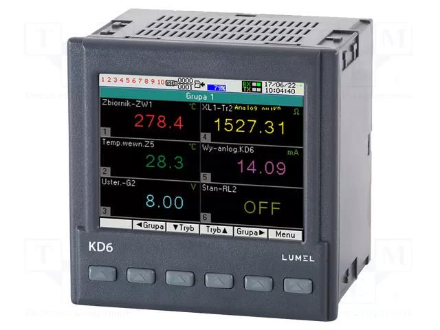 Data logger; Display: LCD TFT 3,5"; 320x240; -10÷55°C; on panel LUMEL KD6-40100M0