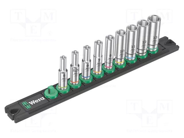 Wrench-set; 6-angles,socket spanner; 1/4"; 50mm; 9pcs. WERA WERA.05005410001