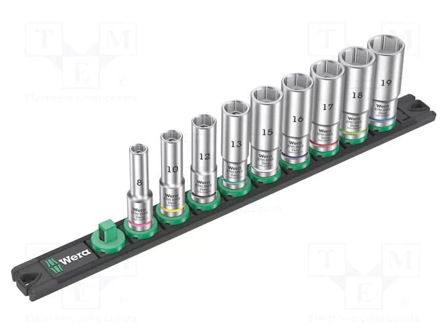 Wrench-set; 6-angles,socket spanner; 3/8"; 64mm; 9pcs. WERA WERA.05005440001