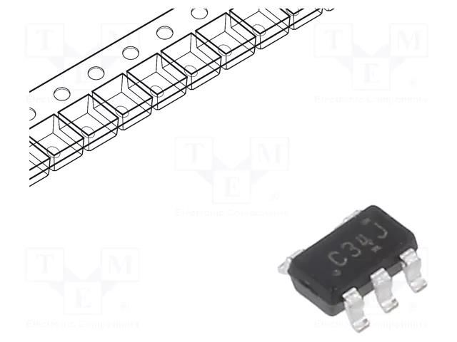 IC: digital; buffer,non-inverting; Ch: 1; CMOS; SMD; SOT23; 74LVC TEXAS INSTRUMENTS SN74LVC1G34DBVT