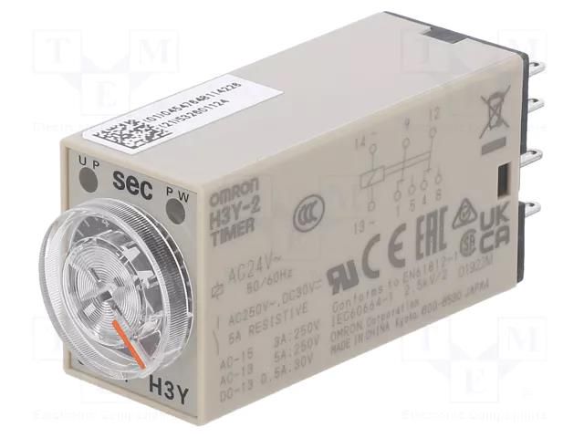 Timer; 0,5÷10s; DPDT; 24VAC; H3Y; Number of operation modes: 1 OMRON H3Y-2-24AC-10S