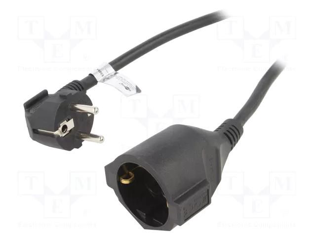 Extension lead; 3x1.5mm2; Sockets: 1; PVC; black; 5m; 10A Goobay NK117-3/15/5BK