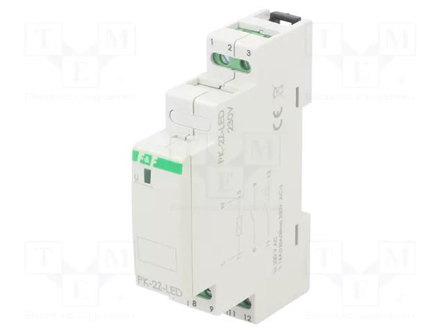 Relay: installation; monostable; NO; Ucoil: 230VAC; -25÷50°C; IP20 F&F PK-2Z-LED-230