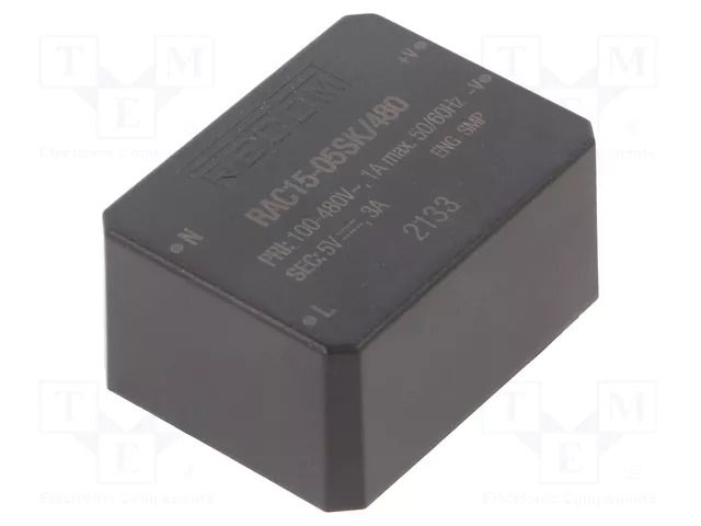 Converter: AC/DC; 15W; Uin: 85÷528VAC,120÷750VDC; Uout: 5VDC; 86% RECOM RAC15-05SK/480