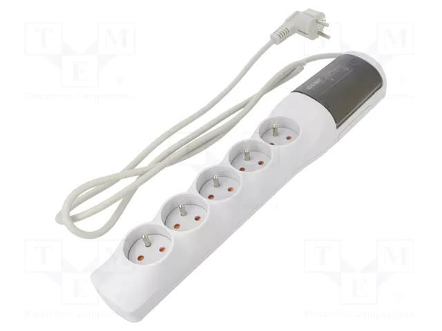 Plug socket strip: protective; Sockets: 5; 230VAC; 10A; grey HSK DATA ACAR-XP-1.5GY