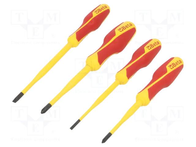 Kit: screwdrivers; insulated,slim; Phillips,slot; 4pcs. BETA BE1273MQF/D4