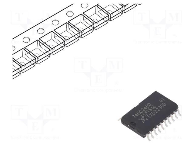 IC: digital; 8bit,buffer,inverting,line driver; CMOS; SMD; SO20 NEXPERIA 74HC240D.653