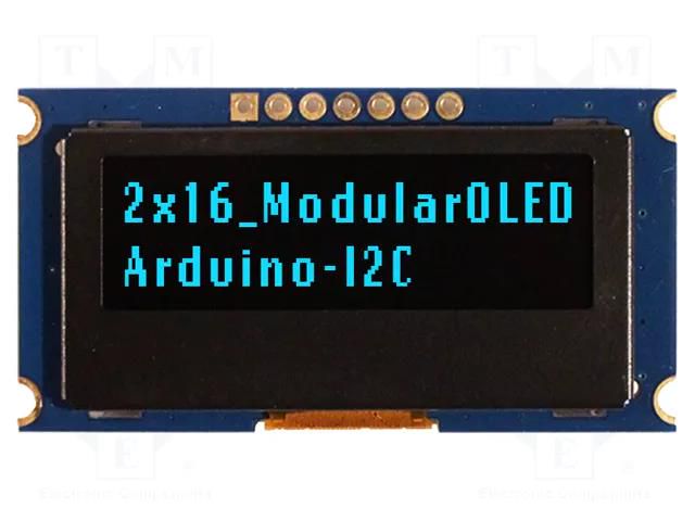 Display: OLED; alphanumeric; 16x2; Dim: 49.2x25.7x4.5mm; blue NEWHAVEN DISPLAY INTERNATIONAL NHD-0216AW-IB3