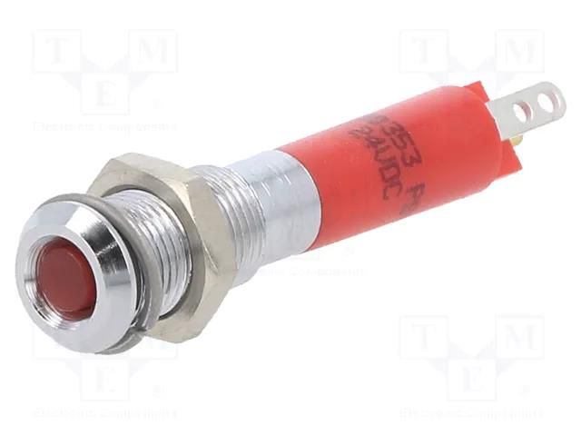 Indicator: LED; superflat; red; 24VDC; Ø6mm; IP40; metal,plastic CML INNOVATIVE TECHNOLOGIES 19000353