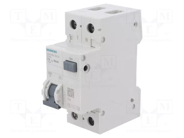 RCBO breaker; Inom: 10A; Ires: 30mA; Poles: 1+N; 230/400VAC; IP20 SIEMENS 5SU1356-7KK10
