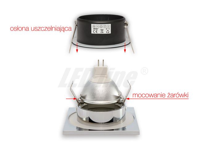 LED line® downlight waterproof square cast satin 245398 5901583245398