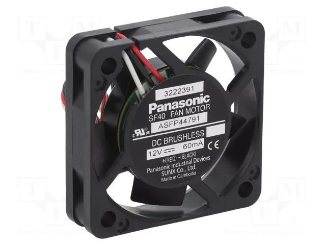 Fan: DC; axial; 12VDC; 40x40x10mm; 8.4m3/h; 21.5dBA; ball; 5500rpm PANASONIC ASFP44791