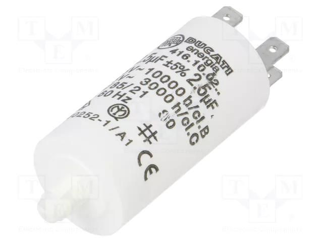 Capacitor: polypropylene; motors, run; 2.5uF; 425VAC; Ø28x55mm DUCATI ENERGIA 4.16.10.02.64