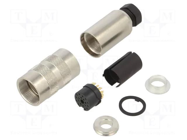 Connector: M16; plug; female; 3A; 60V; PIN: 19; IP67; for cable; brass BINDER 99-5462-15-19