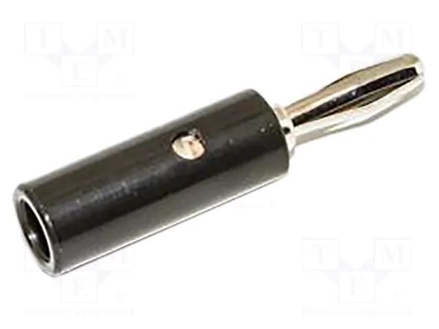 Connector: 4mm banana; plug; 15A; black; 41.3mm; nickel plated MUELLER ELECTRIC BU-00245-0