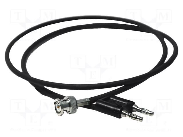 Test lead; BNC plug,banana plug double 4mm; Urated: 500V; black MUELLER ELECTRIC BU-5070-B-12-0